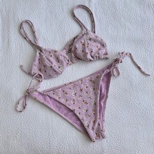 billabong purple floral bikini set